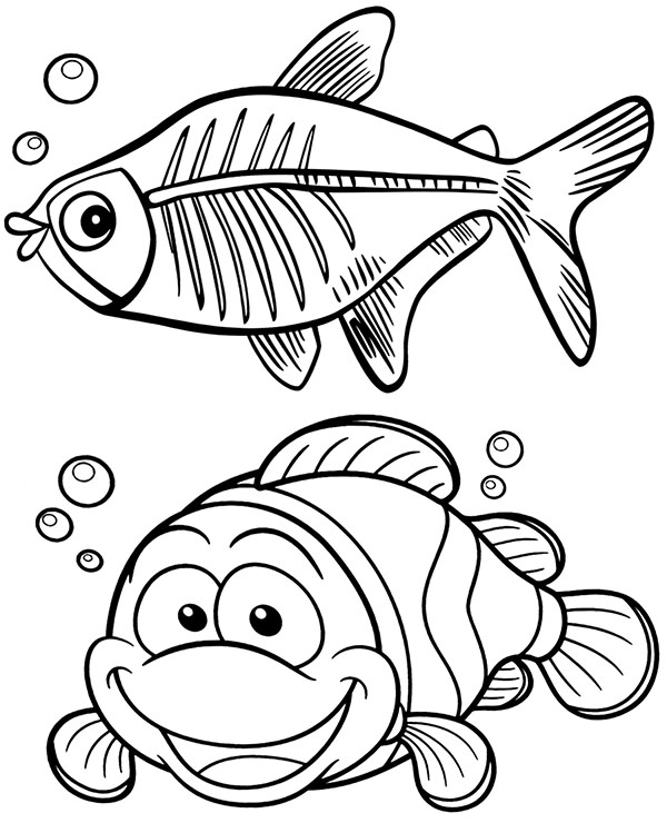 Two fish to lor printable worksheet for children fish loring page free loring page template priâ fish loring page loring pages animal loring pages