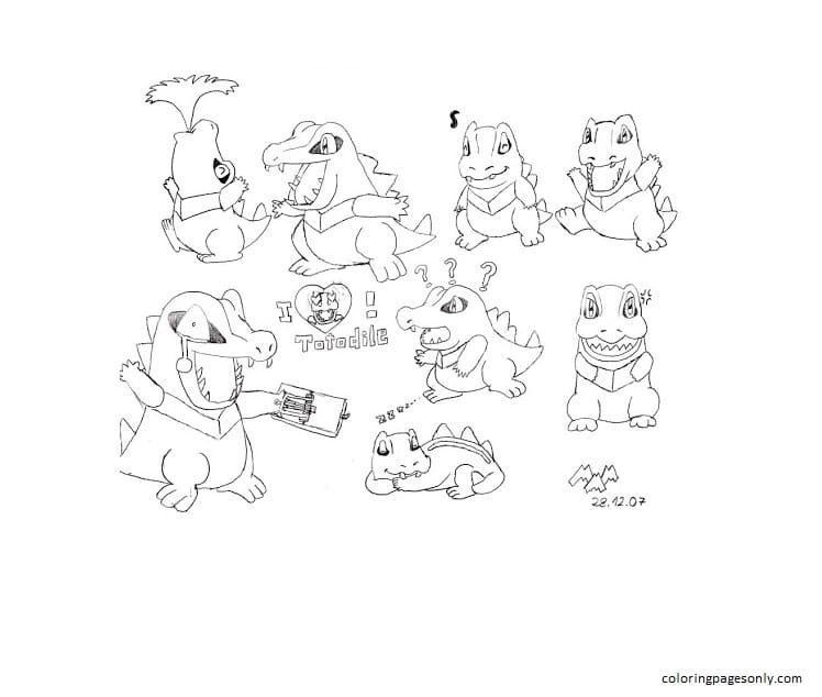 Totodile coloring pages printable for free download