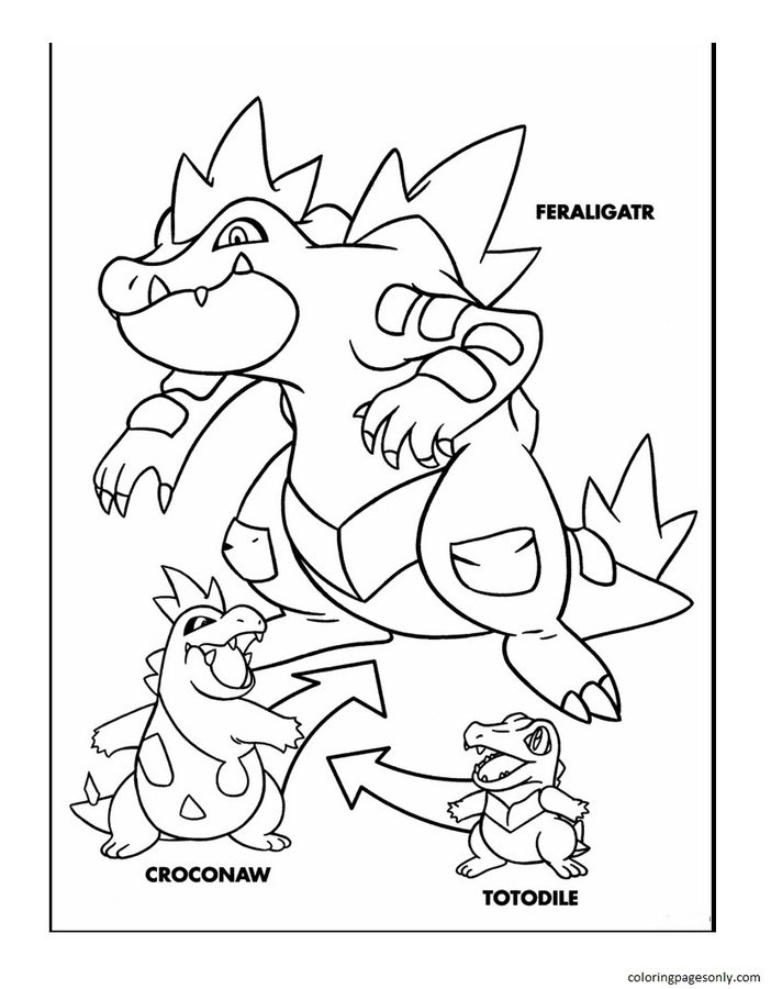 Totodile coloring pages printable for free download