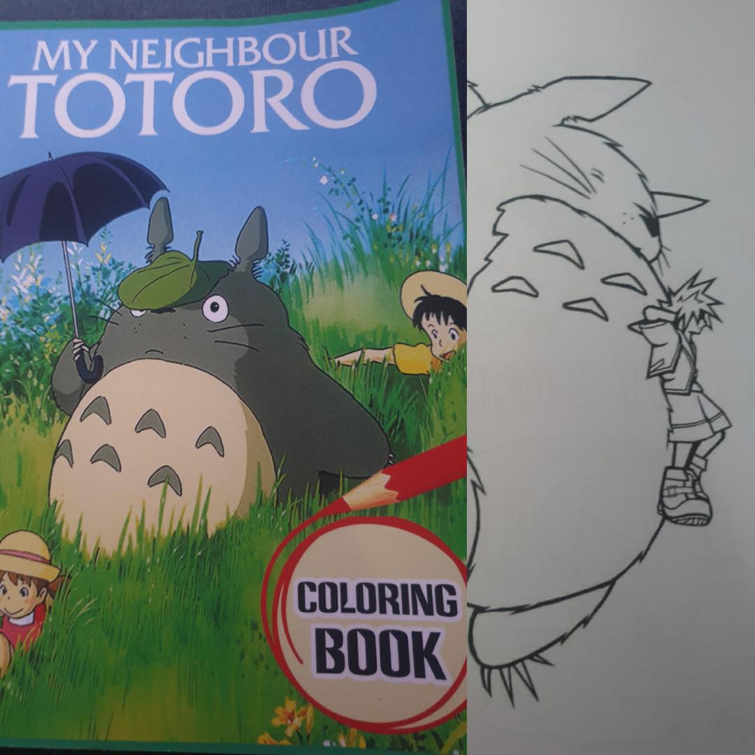 Sora will show up anywhere here he is in my daughters my neighbour totoro colouring book rkingdomhearts