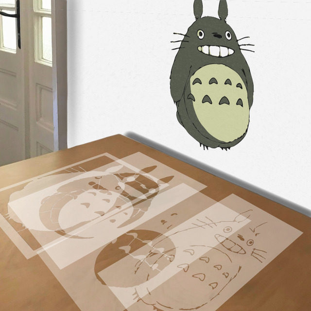 Totoro stencil in layers