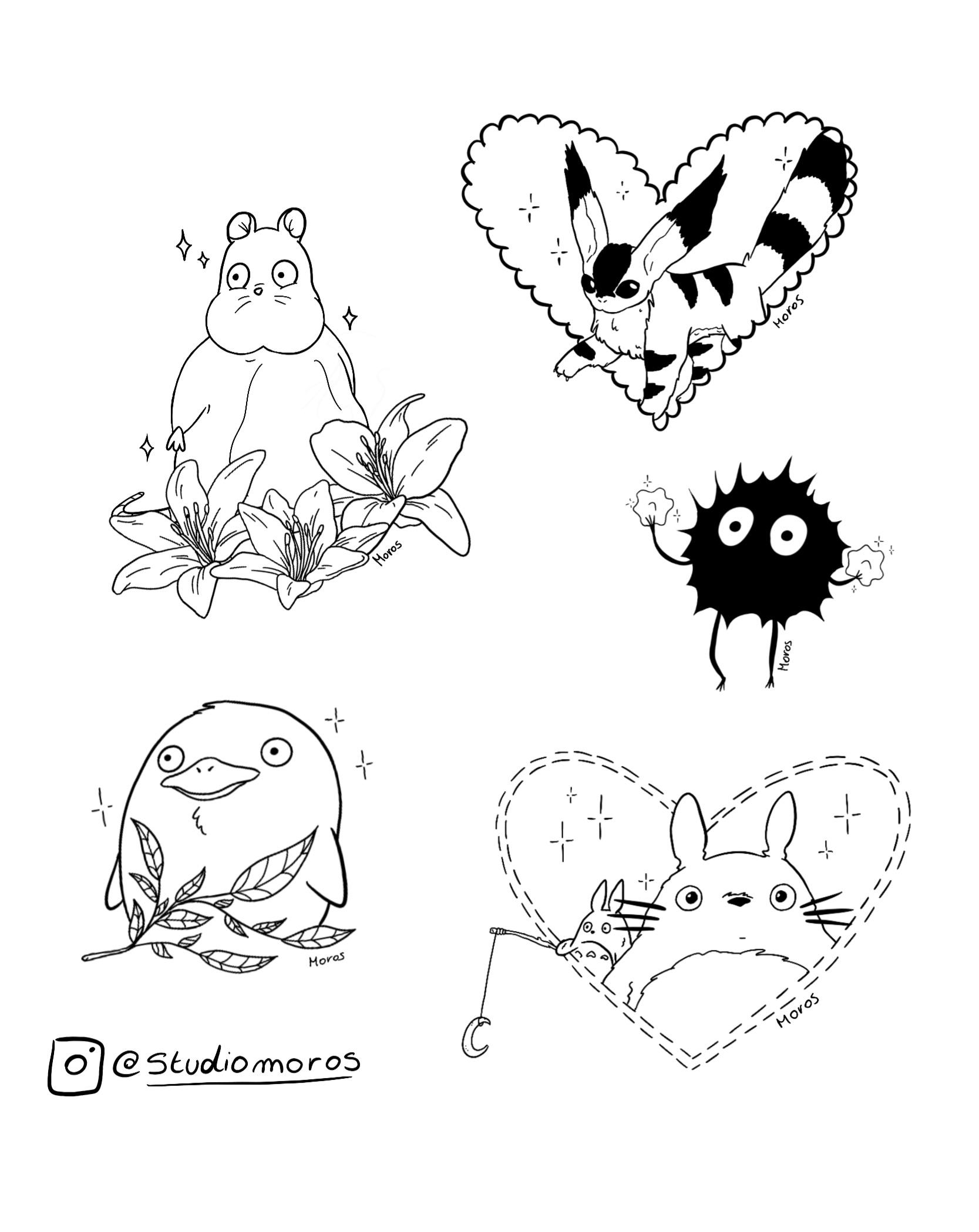 Made some ghibli flash tattoo designs rghibli