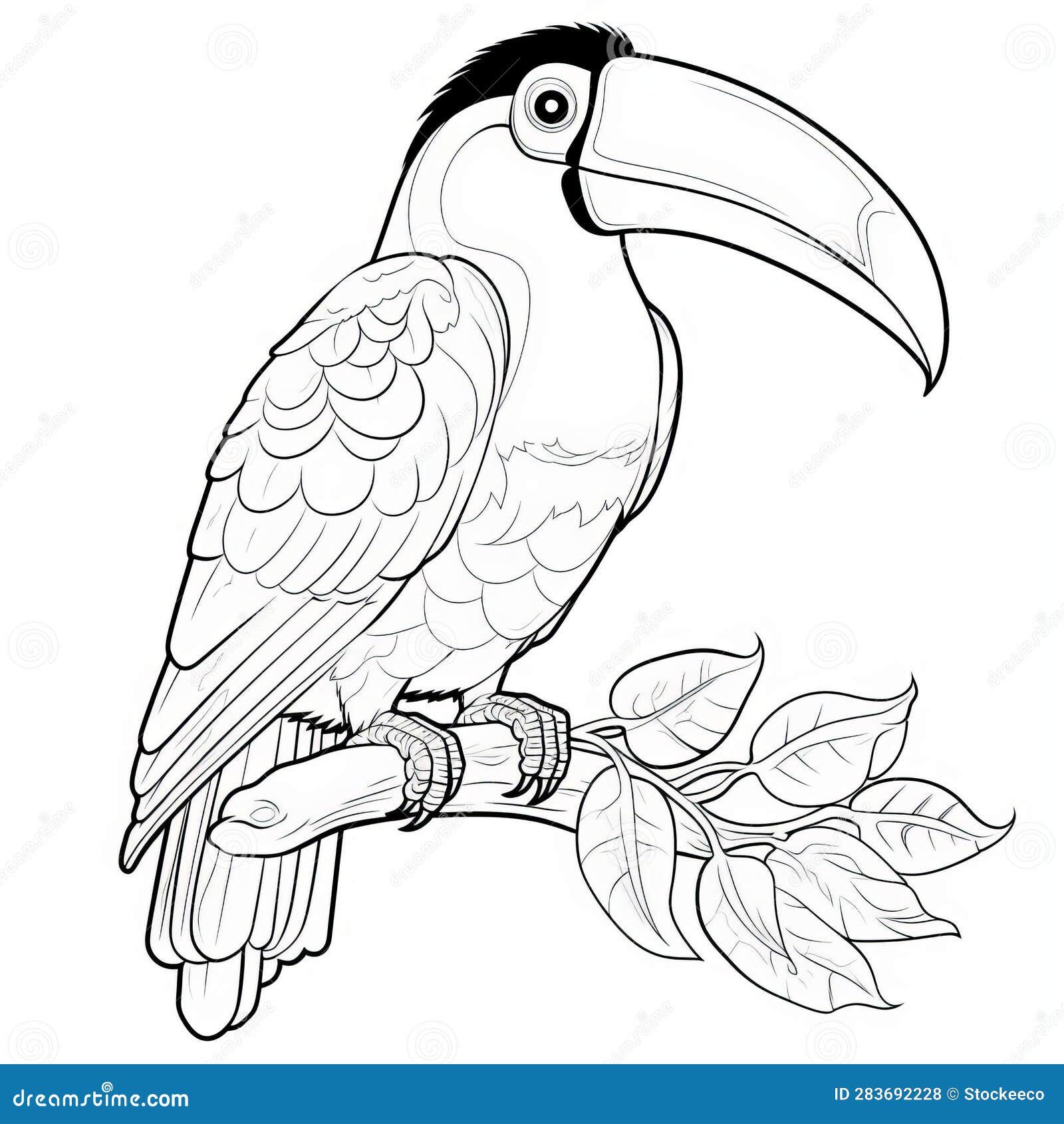 Black and white toucan coloring pages high resolution illustrations stock illustration