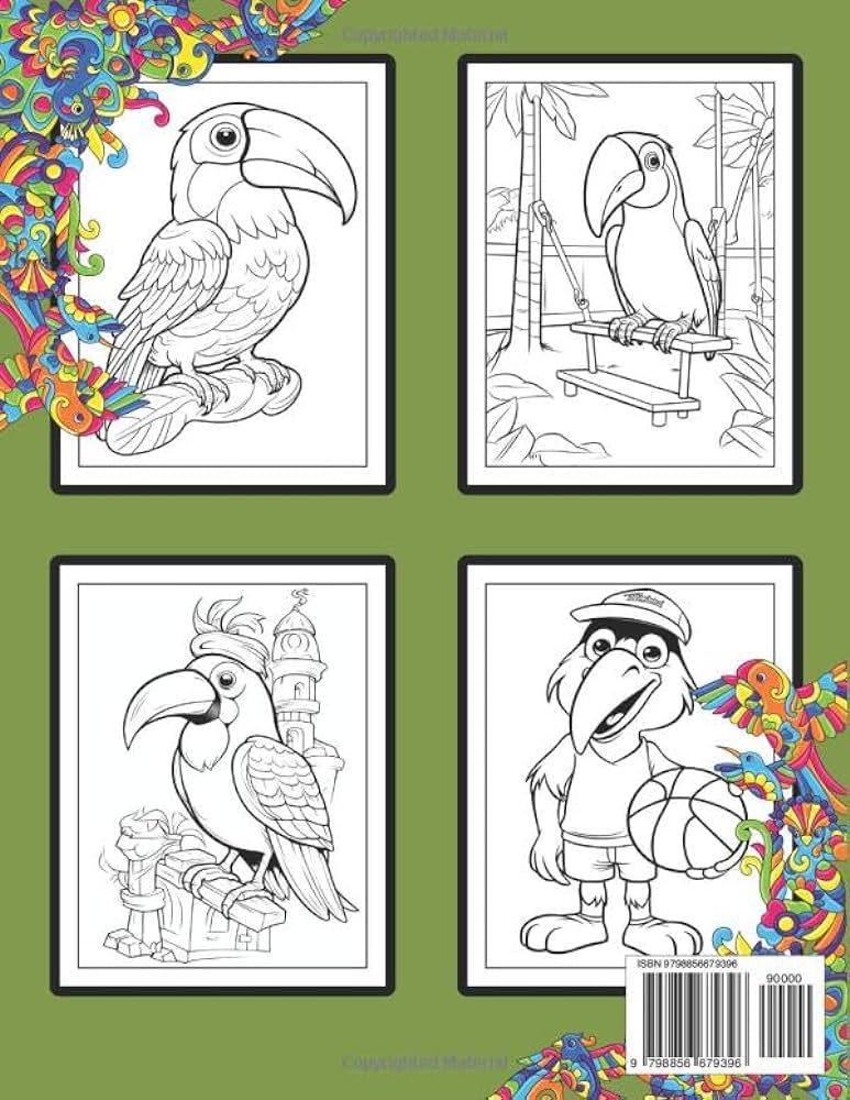 Toucan coloring book for kids unique toucan coloring pages for kids boys girls toddlers preschoolers kindergarten funny stress relieving awesome toucan designs for children relaxation art maria publishing