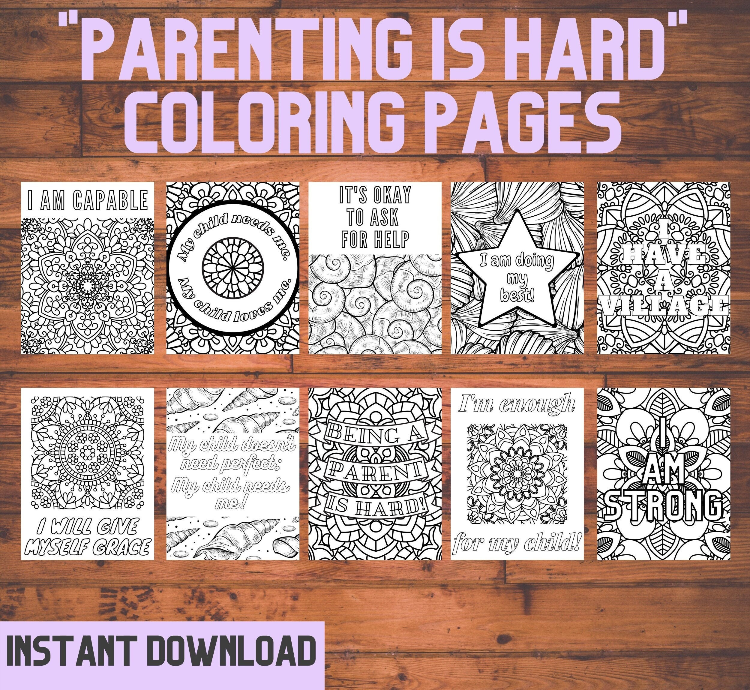 Parenting is hard coloring pages instant download