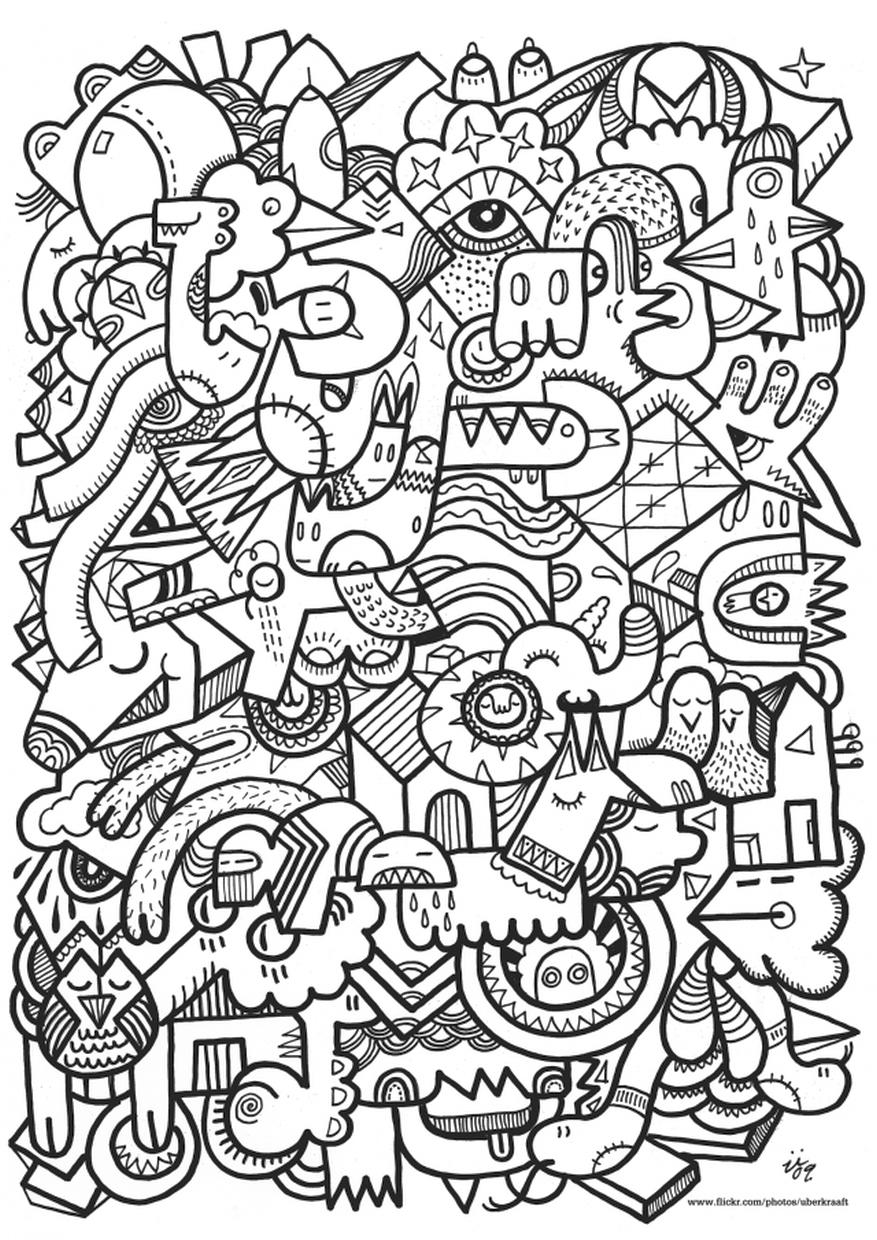 Get this hard coloring pages abstract animal doodle