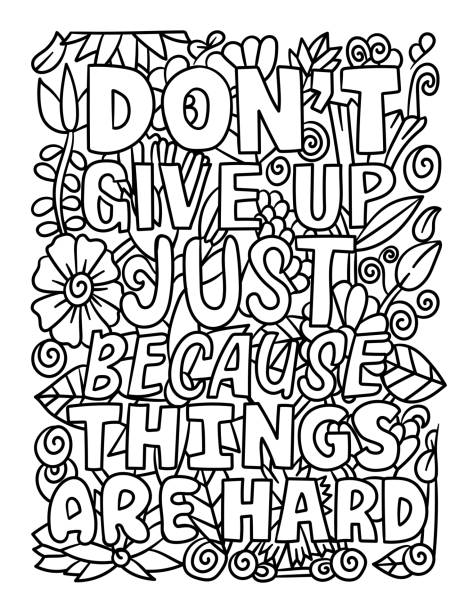 Dont give up motivational quote coloring page stock illustration