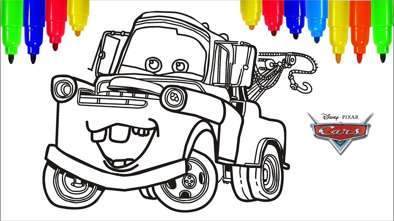 Disney cars coloring pages learn colors for kids mater cars
