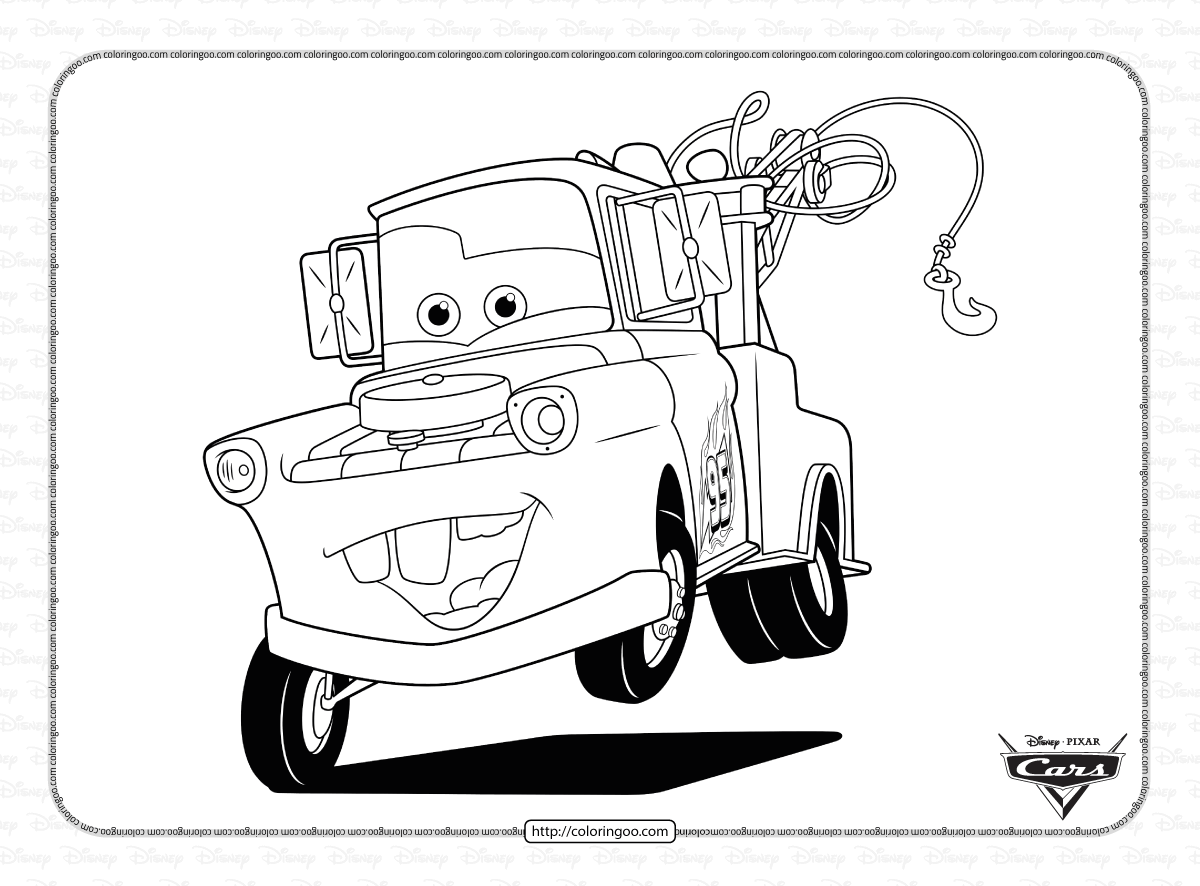 Cars tow mater coloring sheet