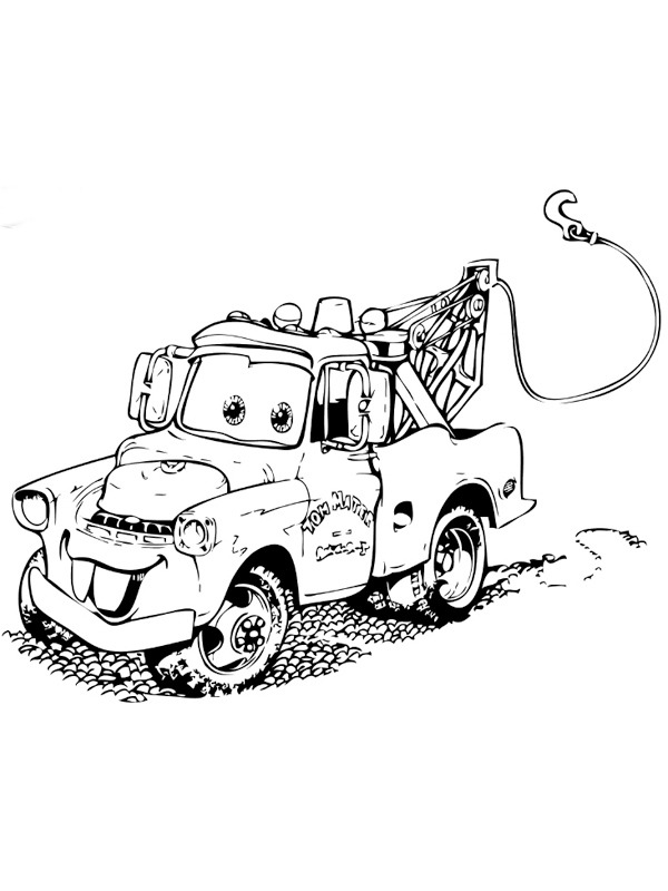 Tow mater cars coloring page