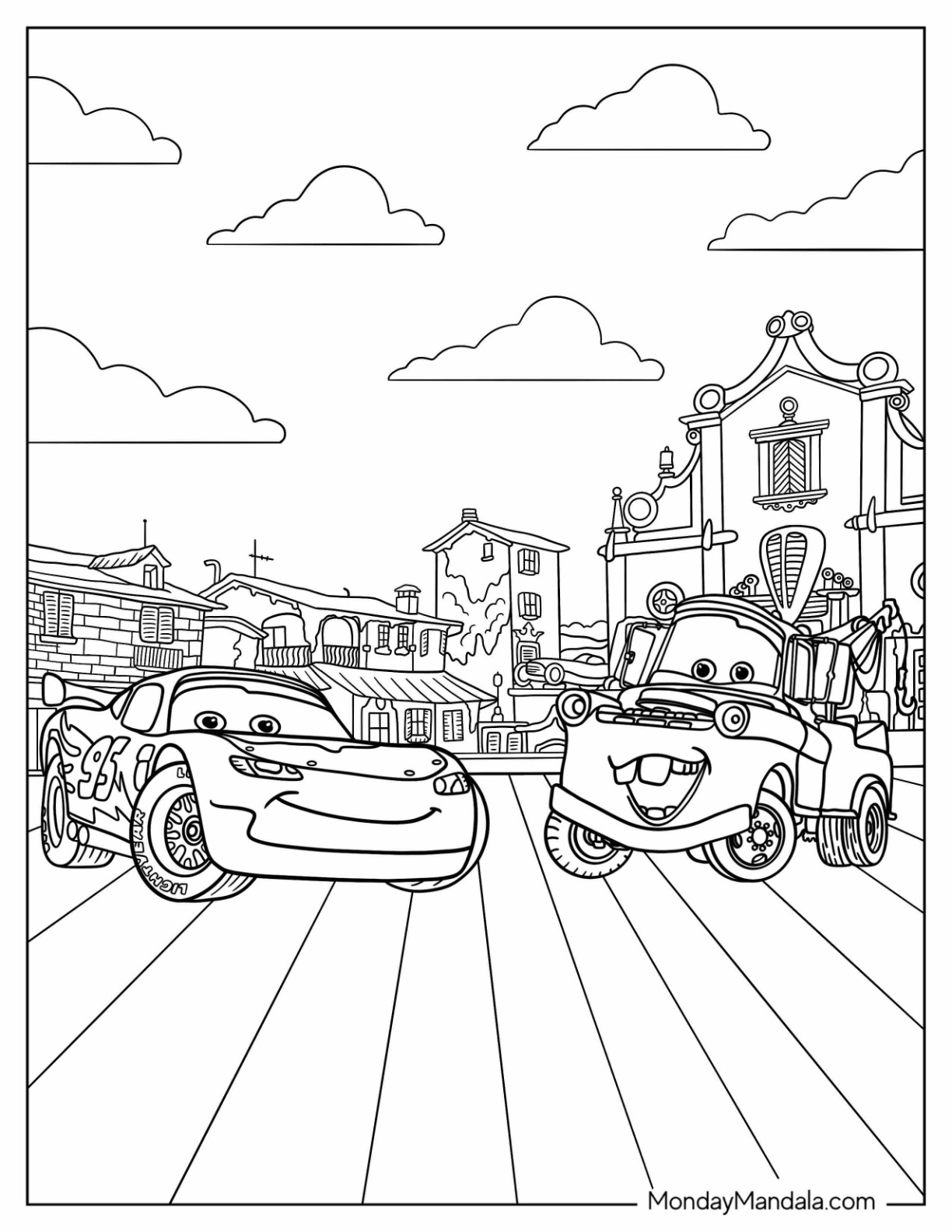 Disney cars coloring pages free pdf printables