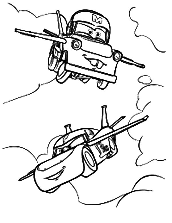Tow mater flying coloring pages color luna
