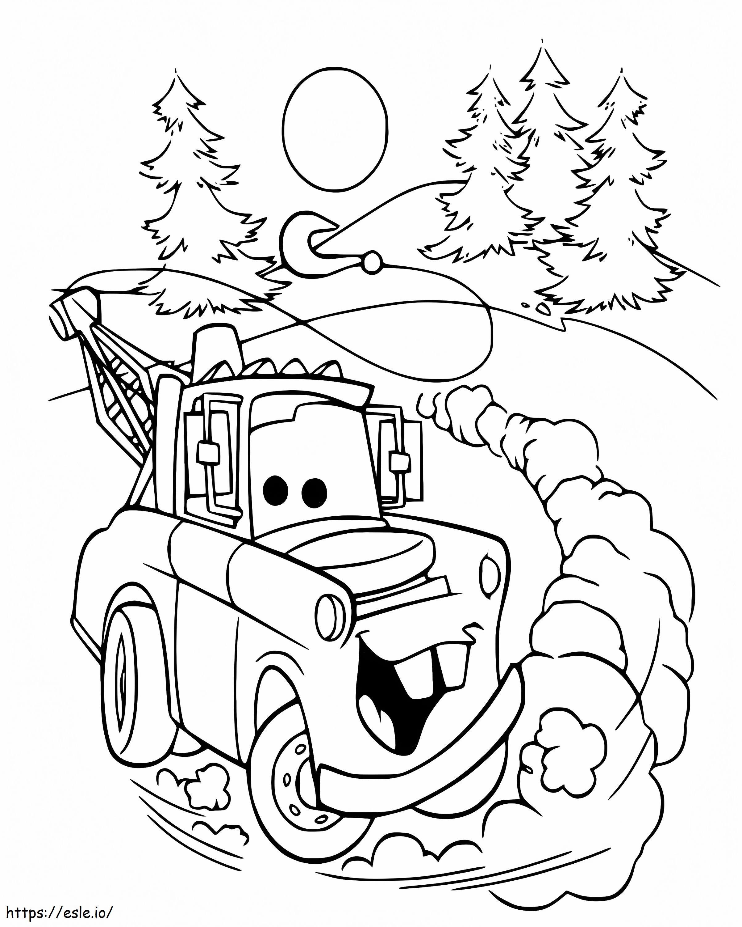 Funny tow mater coloring page