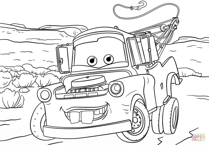 Tow mater from cars coloring page free printable coloring pages disney coloring pages coloring pages inspirational coloring pages