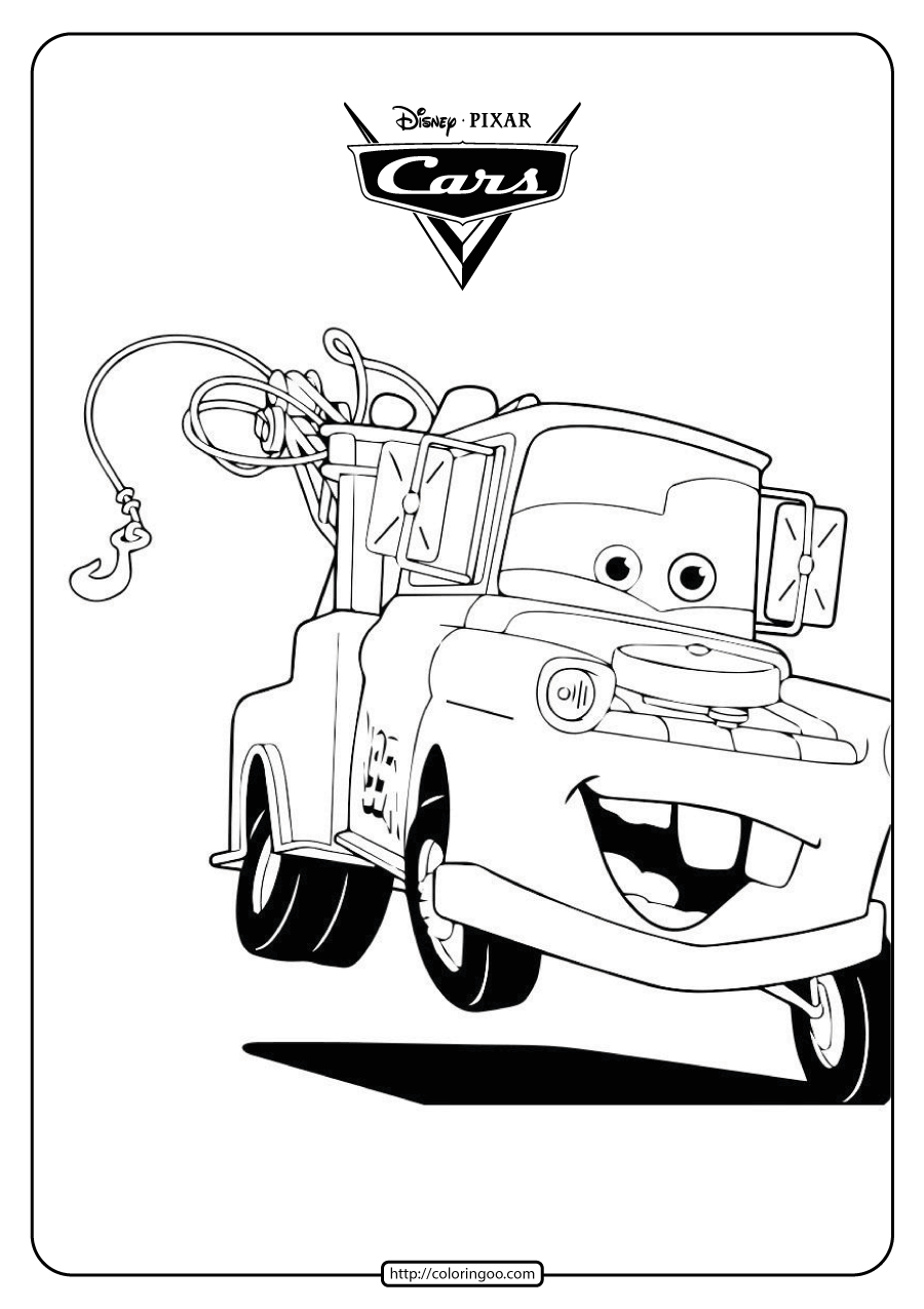 Disney mater the tow truck cars coloring pages