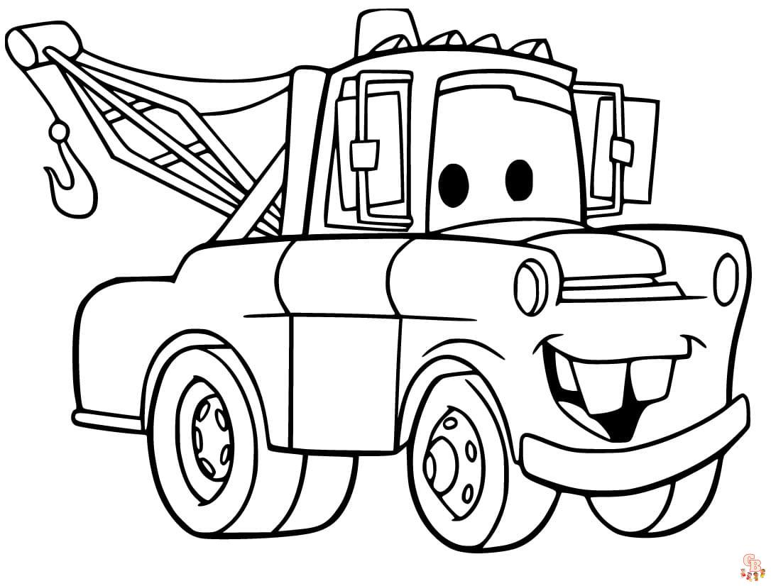 Find the cute tow mater coloring pages online