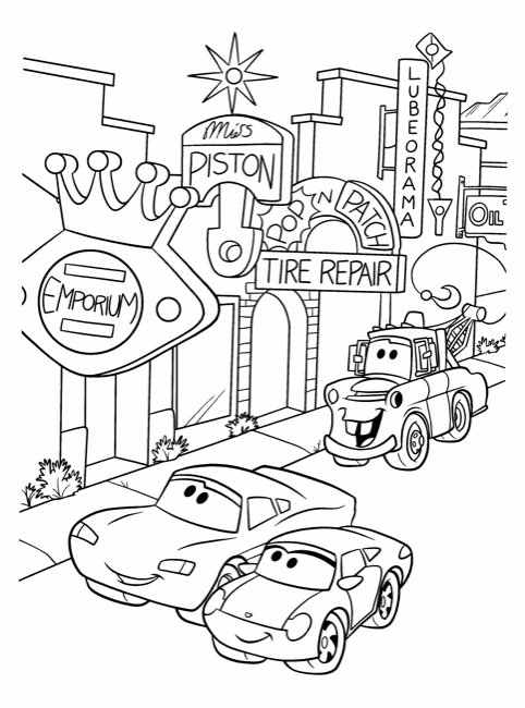 Cars fun coloring pages for kids