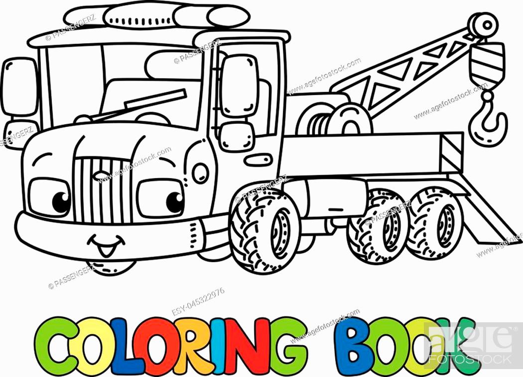 Tow truck coloring book for kids small funny vector cute car with eyes and mouth stock vector vector and low budget royalty free image pic esy