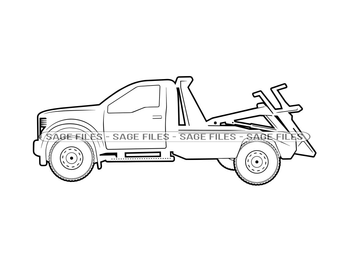 Tow truck outline svg tow truck svg tow truck clipart tow truck files for cricut tow truck cut files for silhouette png dxf