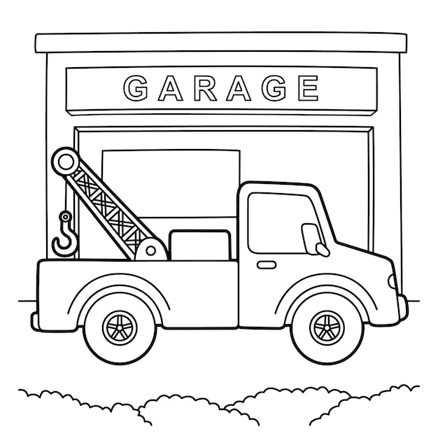 Premium vector tow truck coloring page