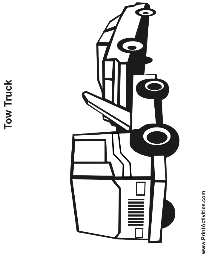 Tow truck coloring page free printable truck activity