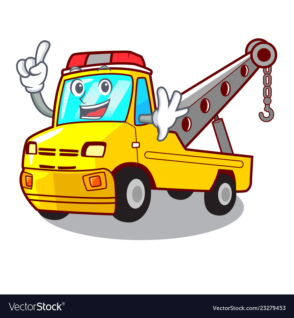 Finger tow truck for vehicle branding character vector image