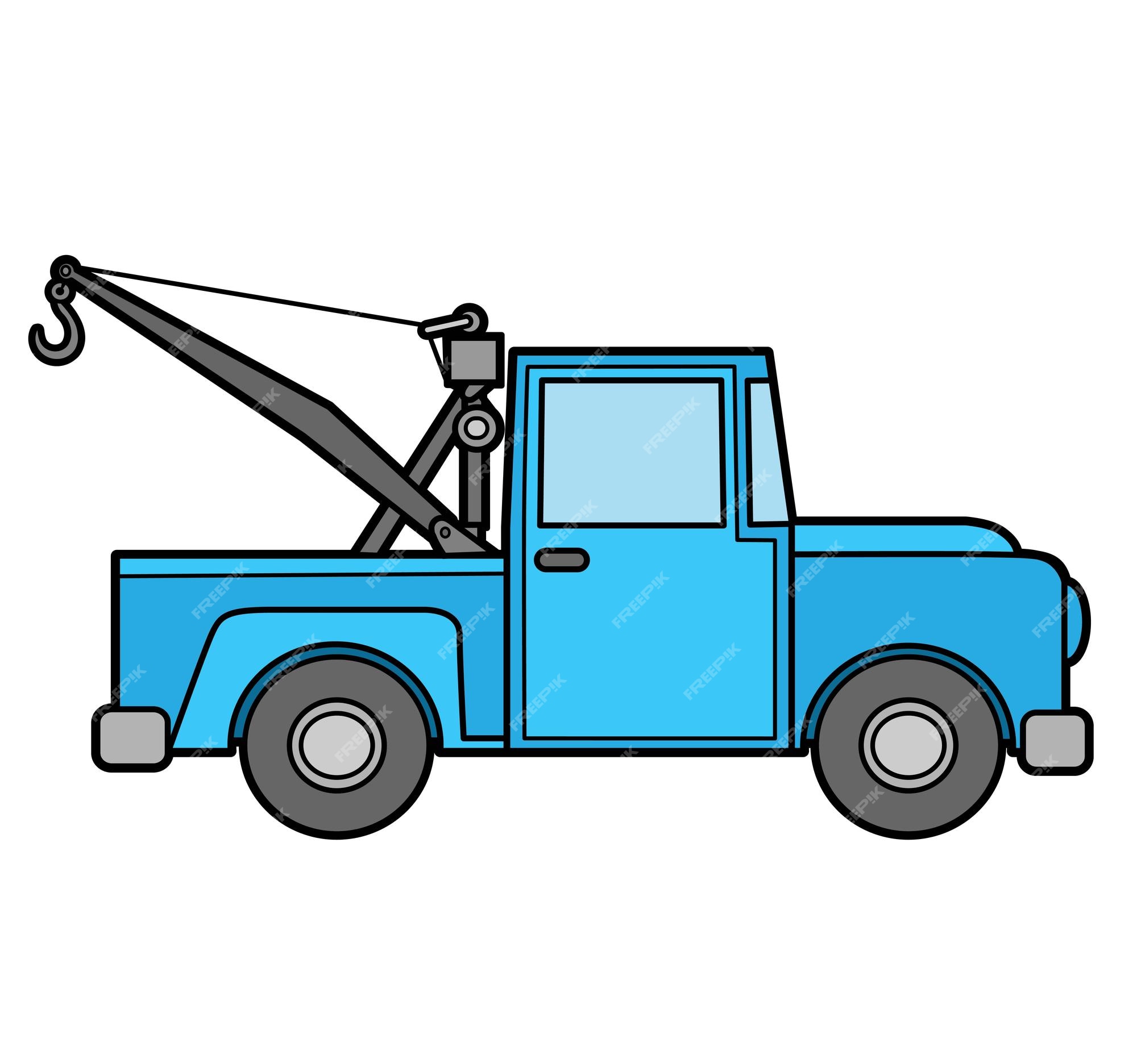 Premium vector cartoon retro small tow truck outlined for coloring on a white background