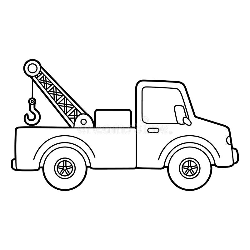 Tow truck coloring page isolated for kids stock vector