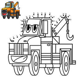 Tow truck drawing vector images over