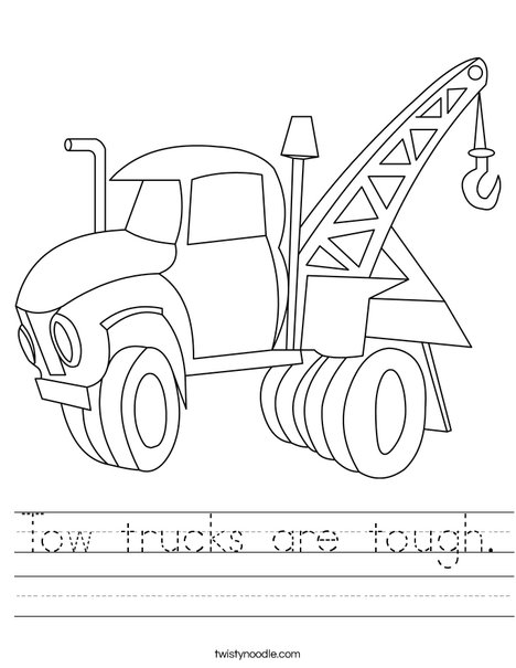 Tow trucks are tough worksheet