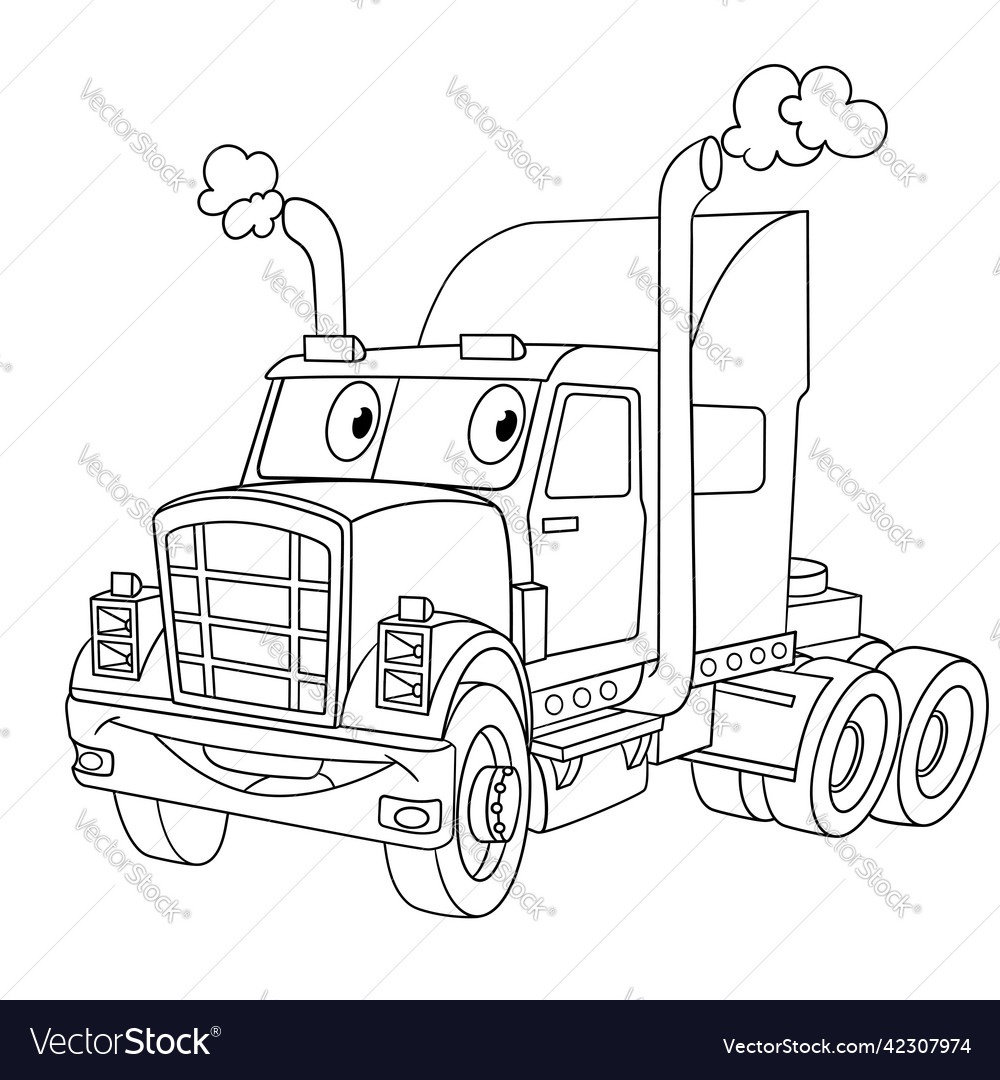 Truck coloring page for kids royalty free vector image