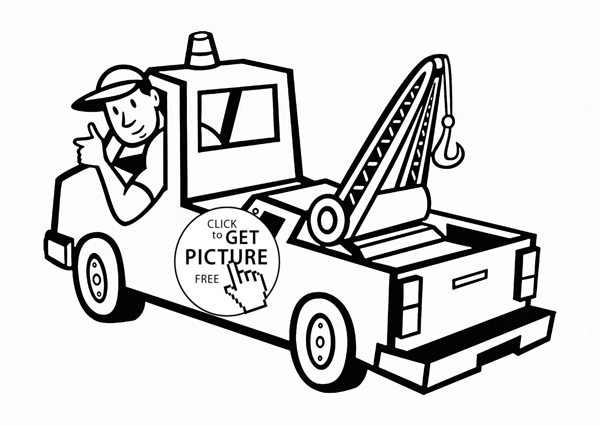 Tow truck and driver coloring page for toddlers transportation coloring pages â truck coloring pages monster truck coloring pages free printable coloring pages