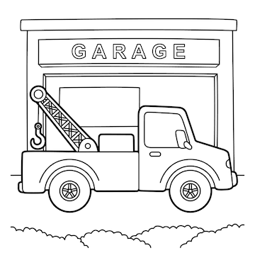 Premium vector tow truck coloring page