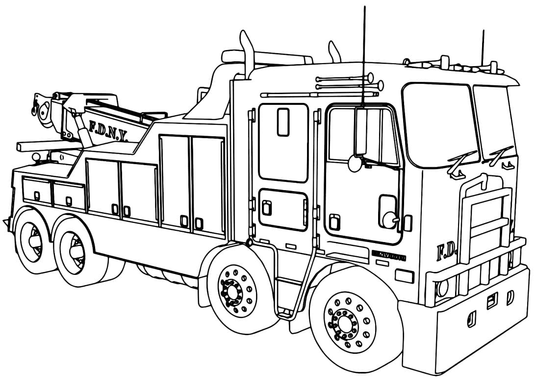 Funny fire truck coloring page