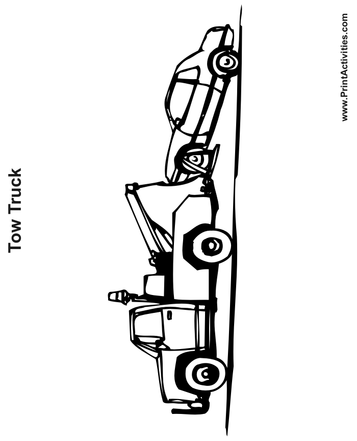 Tow truck coloring page free printable truck activity