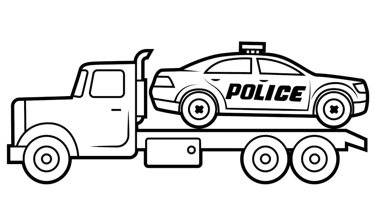 Coloring pages police car and tow truck print free