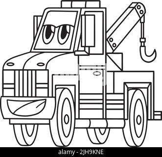 Tow truck coloring page stock vector image art