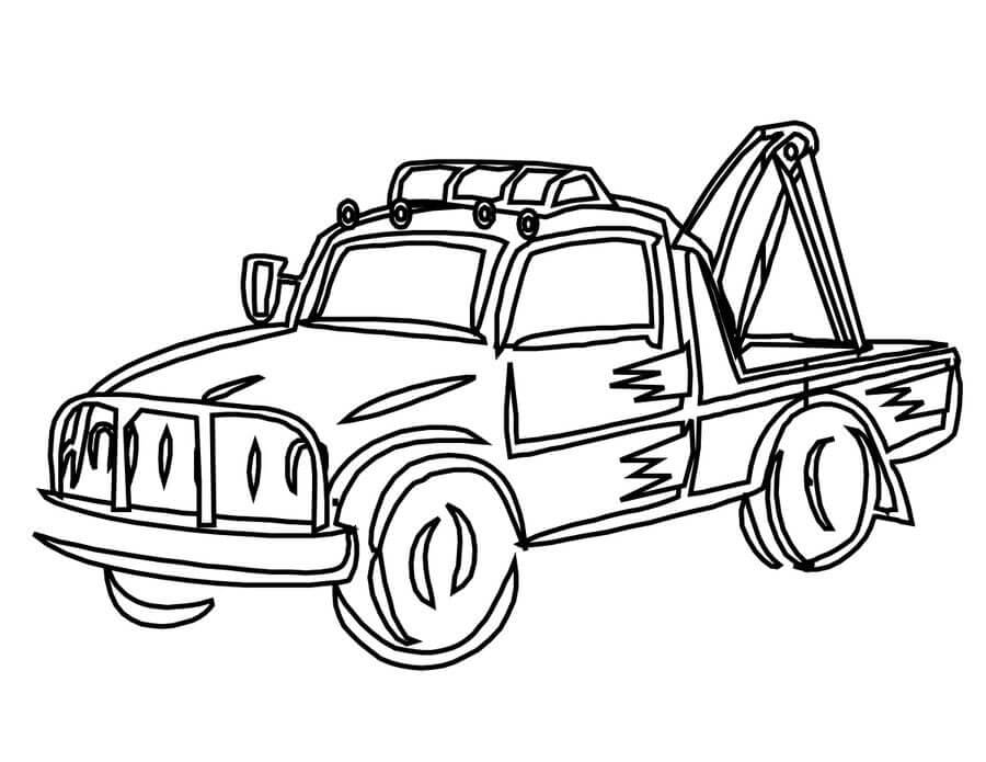 Drawing tow truck coloring page