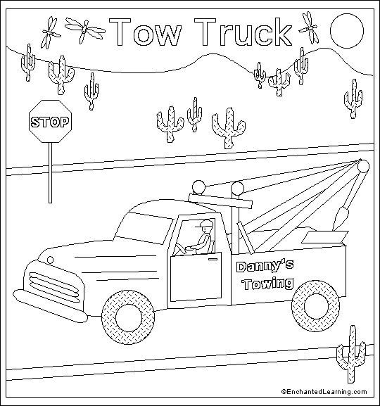 Tow truck coloring page