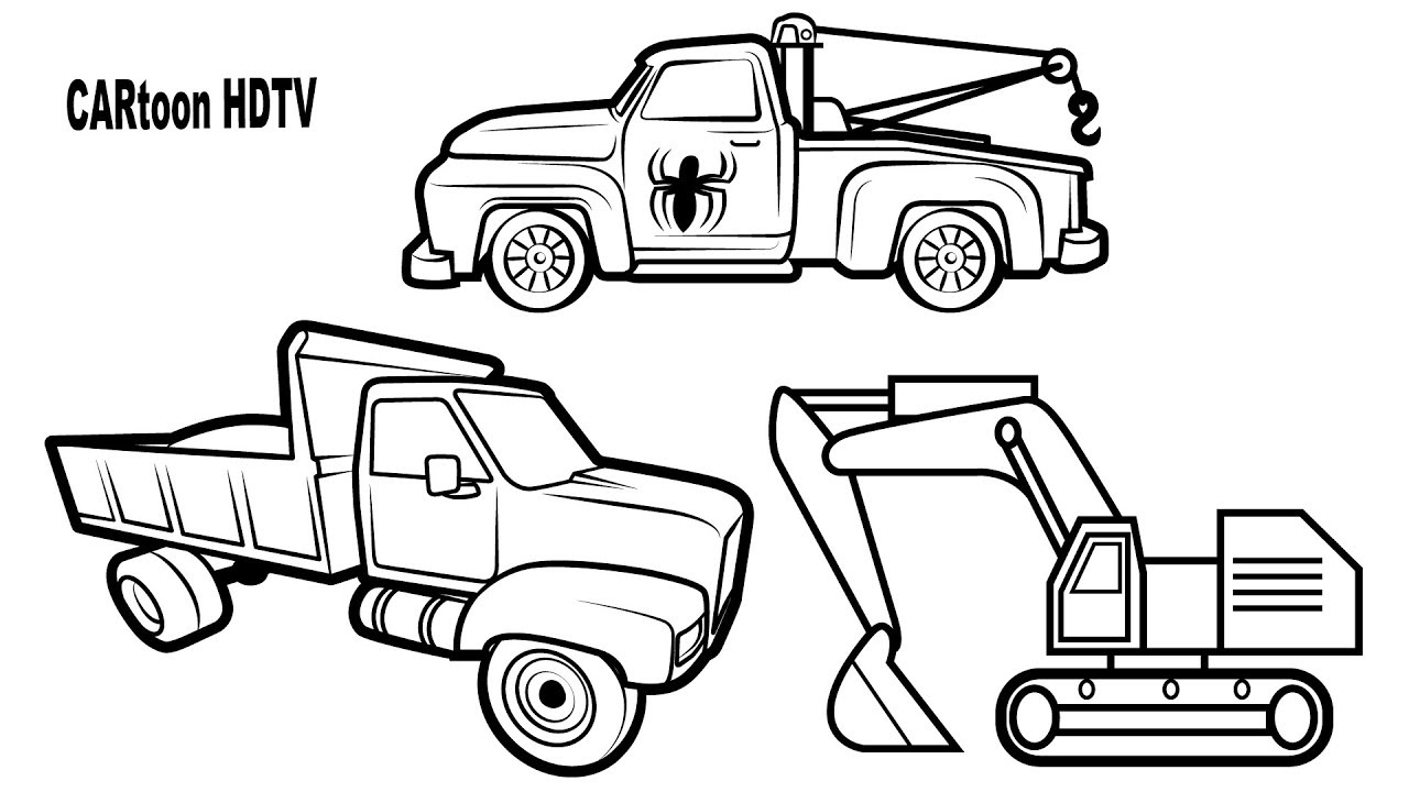 Construction truck coloring pages vehicles video