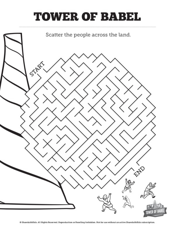 Tower of babel bible story for kids sunday school mazes â