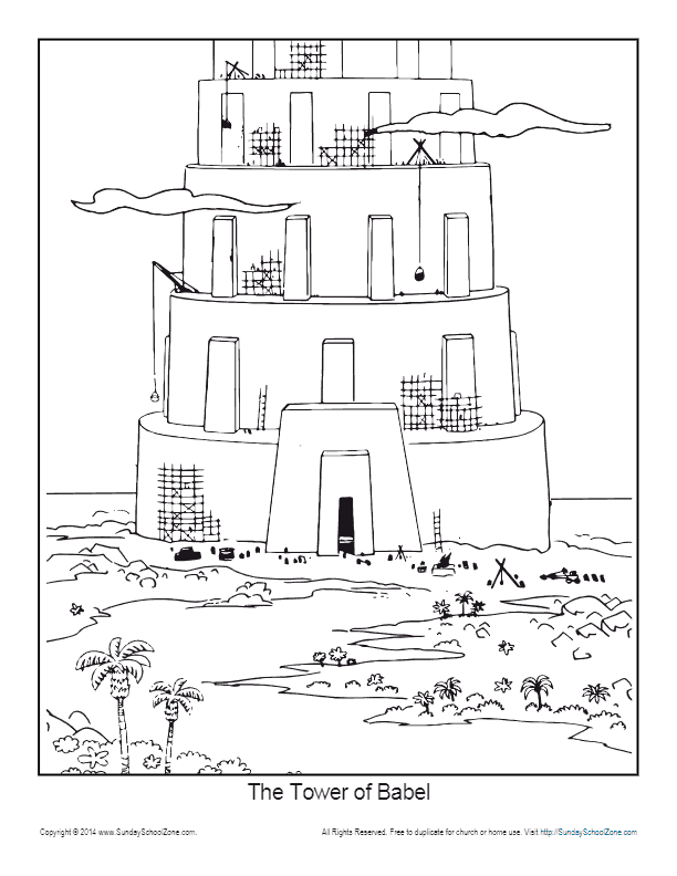 The tower of babel coloring page printable sheet