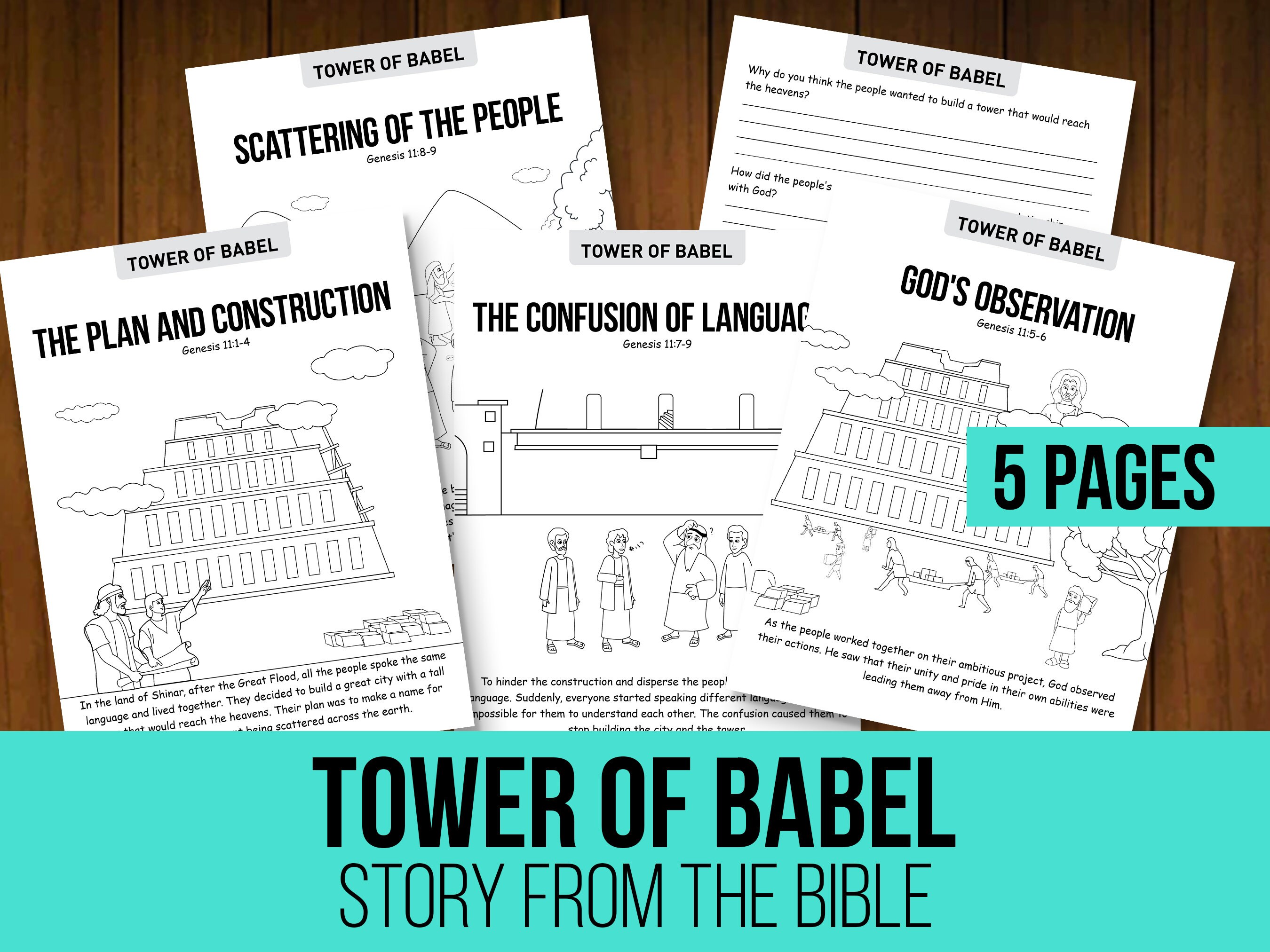 Tower of babel bible story coloring pages