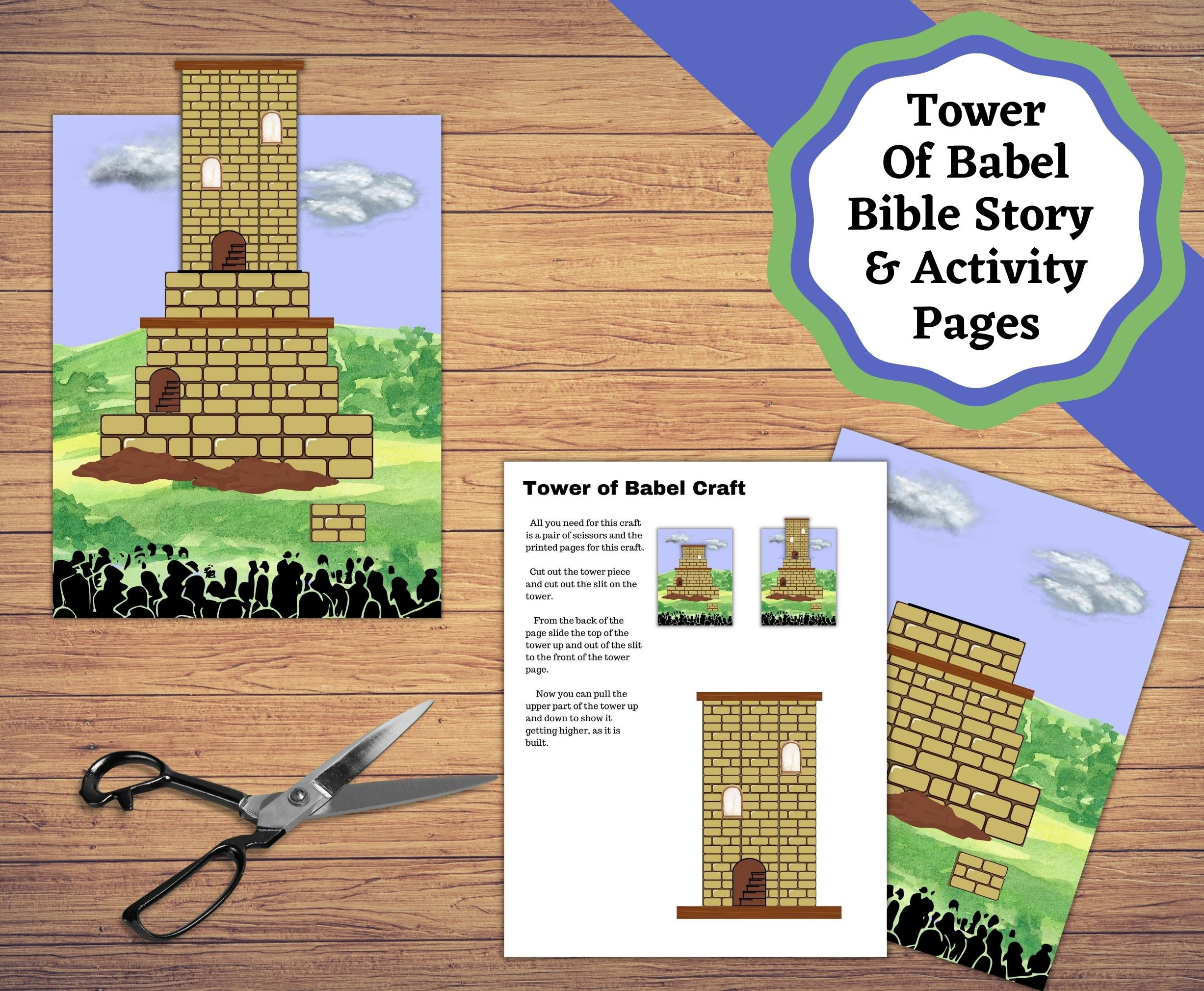 Printable tower of babel crafts story and coloring pages tower of babel bible kids lesson