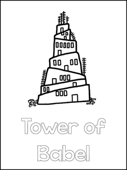 Tower of babel printable color sheets preschool bible study curriculum