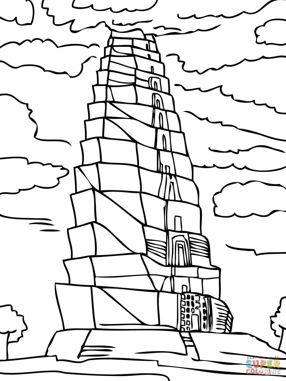 Tower of babel coloring page free printable coloring pages