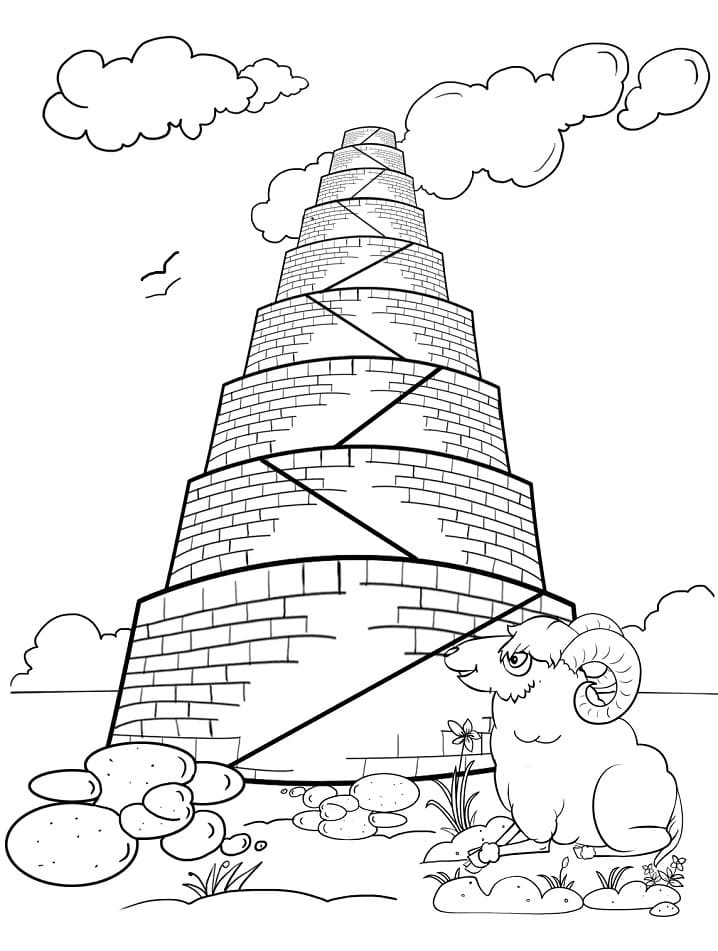 Print tower of babel coloring page