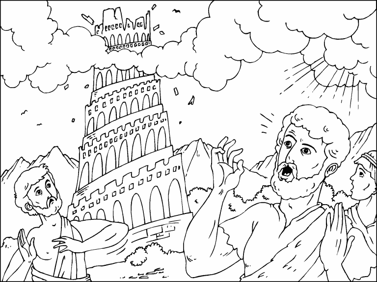 Free coloring page sep tower of babel