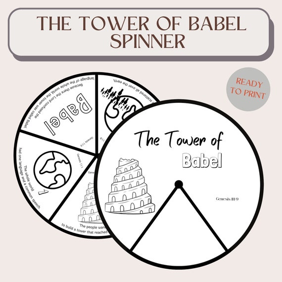 The tower of babel coloring spinner wheel the tower of babel craft sunday school craft kids ministry craftl bible activity for kids instant download