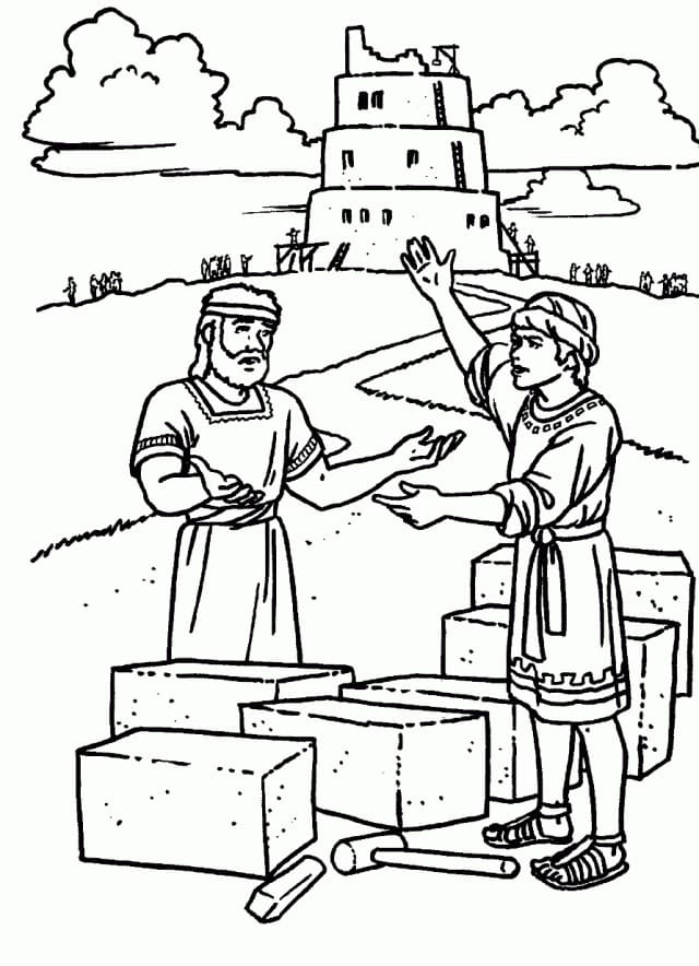 Building tower of babel coloring page